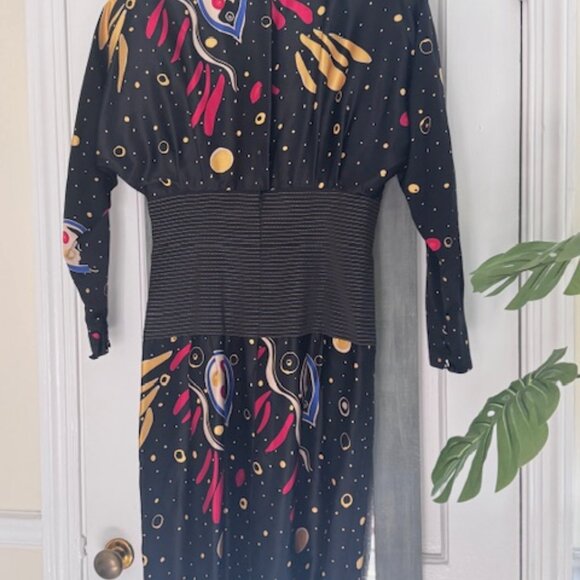Ibe Vintage Silk Dress Celestial Moon Whimsigoth Artsy - Picture 8 of 10